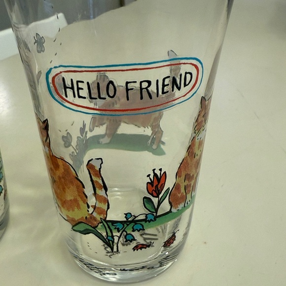 Hello Friend Cat Design Glass Tumblers - Picture 2 of 6